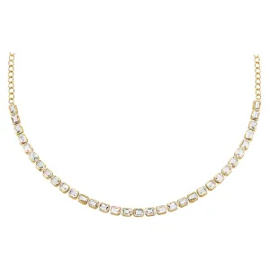 White Topaz Baguette Tennis Choker 14K