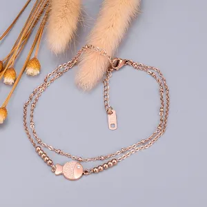 Wholesale Titanium Steel Plated 18K Rose Gold Kiss Fish Anklet JDC-AS-YS003