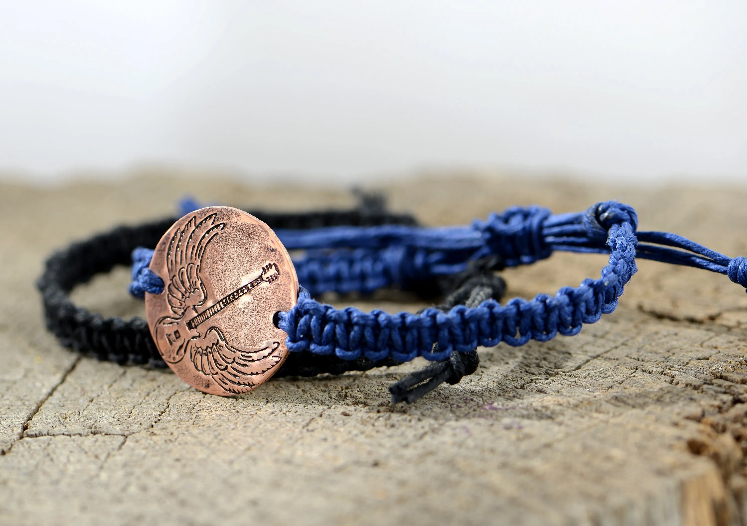 Winged Guitar and Natural Hemp Bracelet