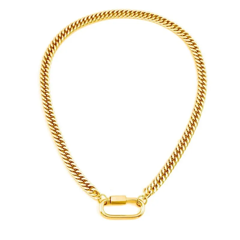 Women Clasp Chunky Thicker Necklace Heavy Chain Gold Jewelry