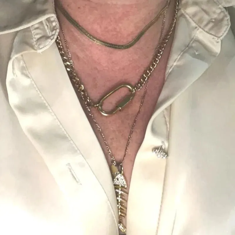 Women Clasp Chunky Thicker Necklace Heavy Chain Gold Jewelry