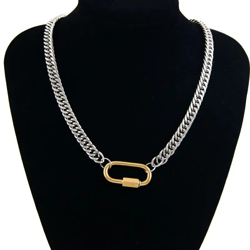 Women Clasp Chunky Thicker Necklace Heavy Chain Gold Jewelry