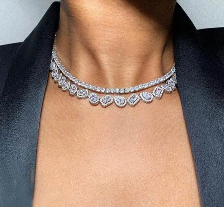 Women Wedding Jewelry Geometric CZ Tear Drop Round