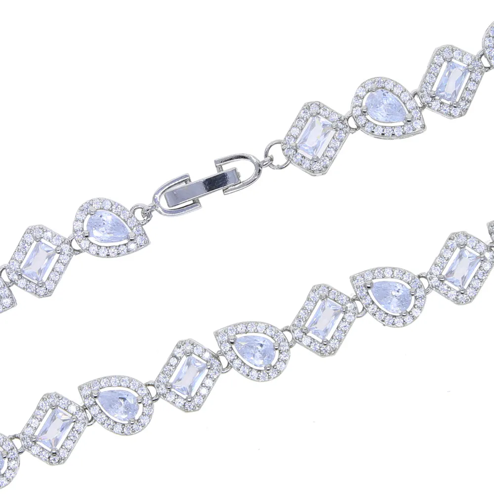 Women Wedding Jewelry Geometric CZ Tear Drop Round