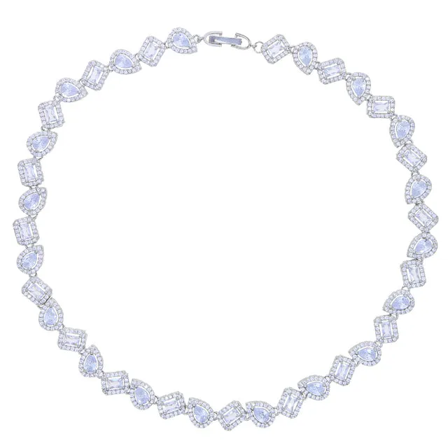 Women Wedding Jewelry Geometric CZ Tear Drop Round