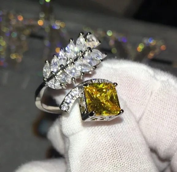 Womens Ring | Emerald Diamond Ring | Princess Cut Ring | Yellow Diamond Ring | Baguette Ring | Womens Statement Ring | Cushion Ring