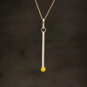 Yellow Enamel Matchstick Pendant/Charm