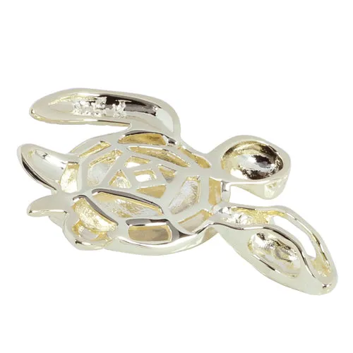 Yellow Gold Plated Sterling Silver Leg-Up Turtle Pendant (Chain Sold Separately)