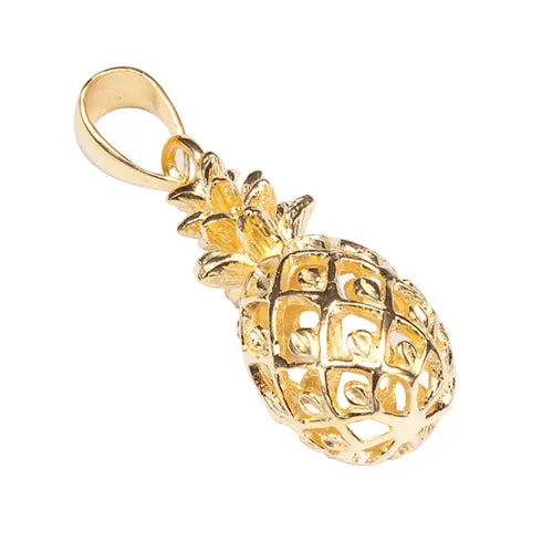 Yellow Gold Plated Sterling Silver Pineapple Pendant (Chain Sold Separately)