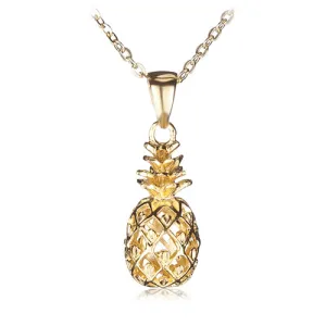 Yellow Gold Plated Sterling Silver Pineapple Pendant (Chain Sold Separately)