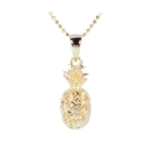 Yellow Gold Plated Sterling Silver Pineapple Pendant (S) (Chain Sold Separately)