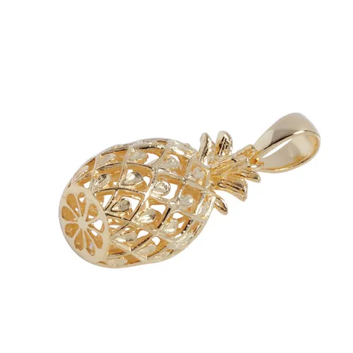 Yellow Gold Plated Sterling Silver Pineapple Pendant (S) (Chain Sold Separately)