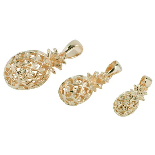 Yellow Gold Plated Sterling Silver Pineapple Pendant (S) (Chain Sold Separately)