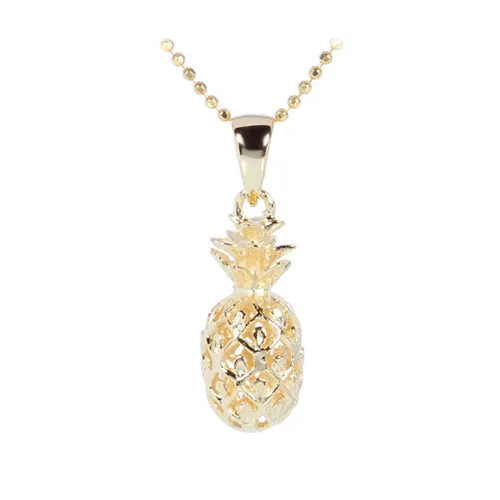 Yellow Gold Plated Sterling Silver Pineapple Pendant (S) (Chain Sold Separately)