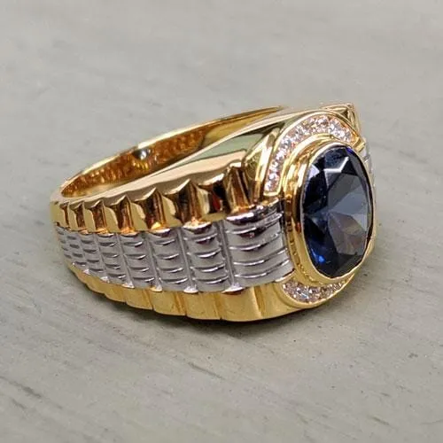 Yellow Gold Two Tone Rolex Mens Ring