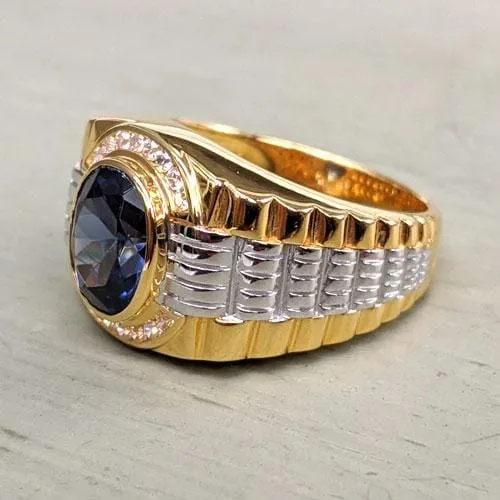 Yellow Gold Two Tone Rolex Mens Ring