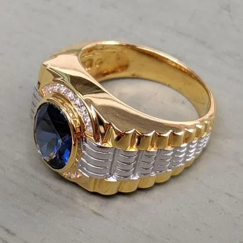 Yellow Gold Two Tone Rolex Mens Ring