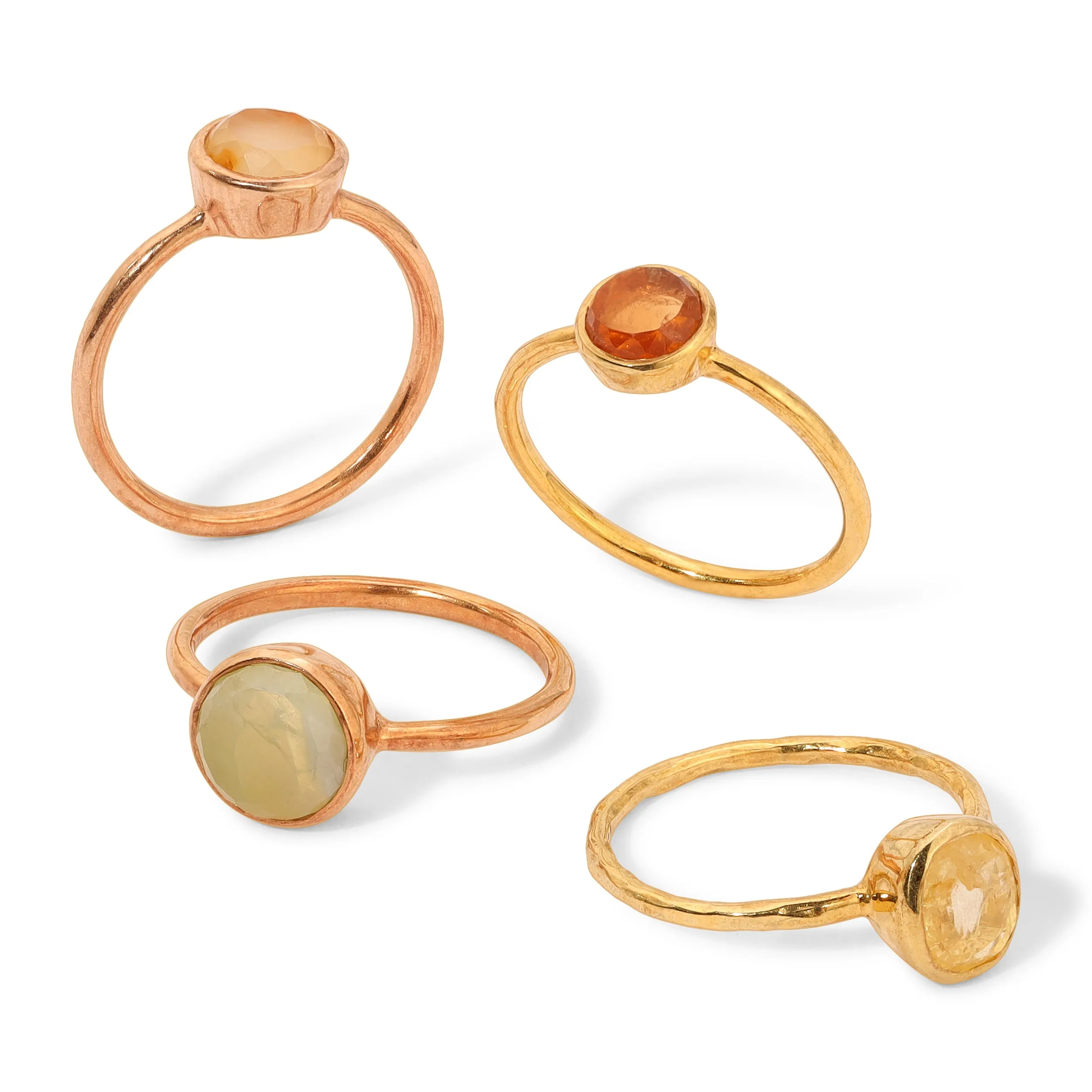 Yellow Orange Sapphire Gem Stack Rings